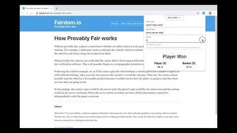 Provably Fair Extension Demo
