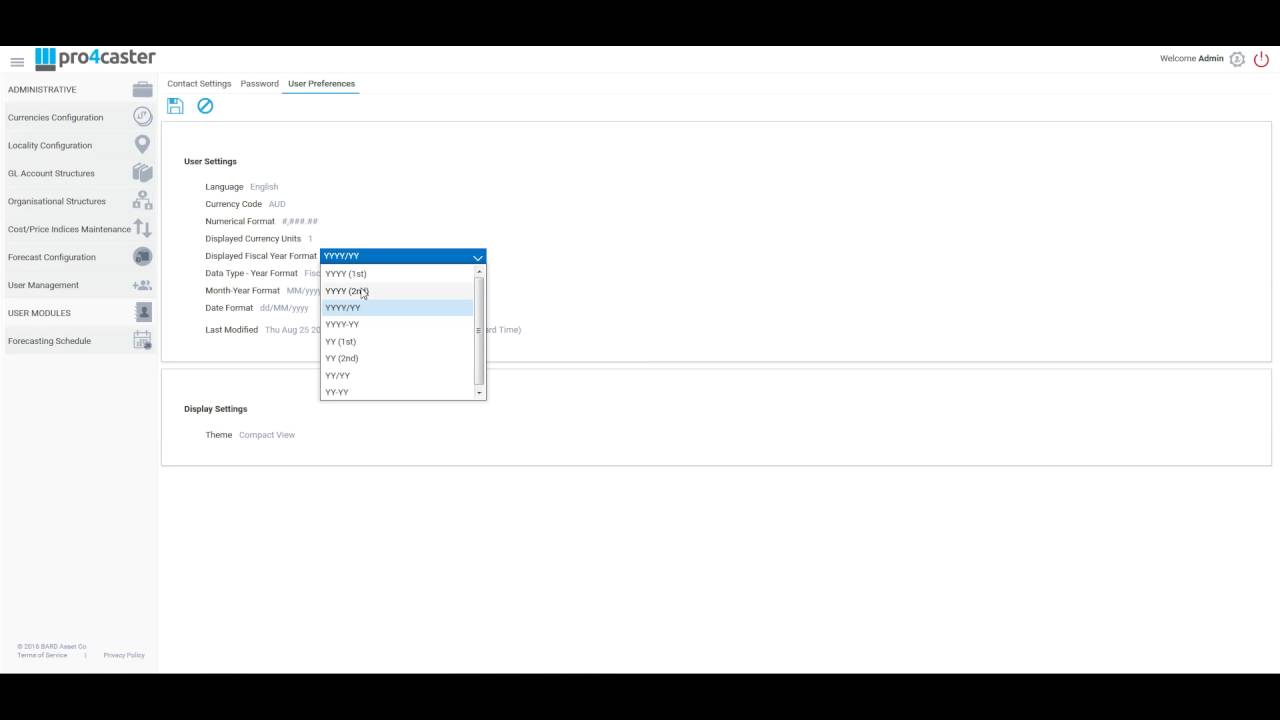 User Settings Module - User Preferences
