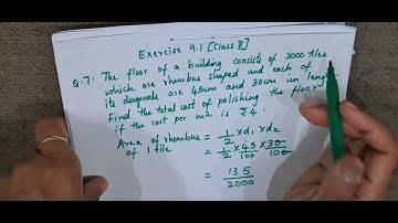 Class 8 Exercise 9.1 q7 The floor of a building consists of 3000 tiles which are rhombus shaped