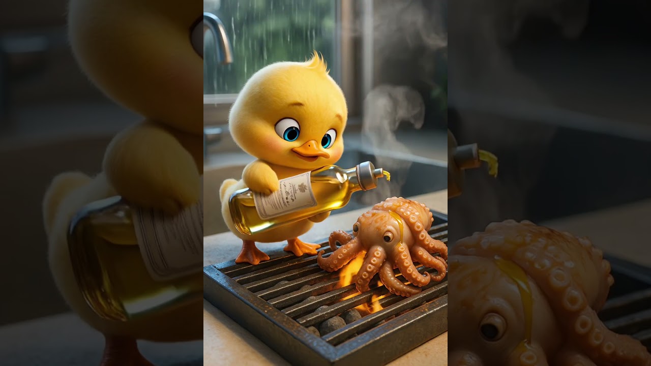 Cute Duck Goes Shopping and Grills Octopus for a Little Girl! 🐤🔥🦑 | Funny Animation