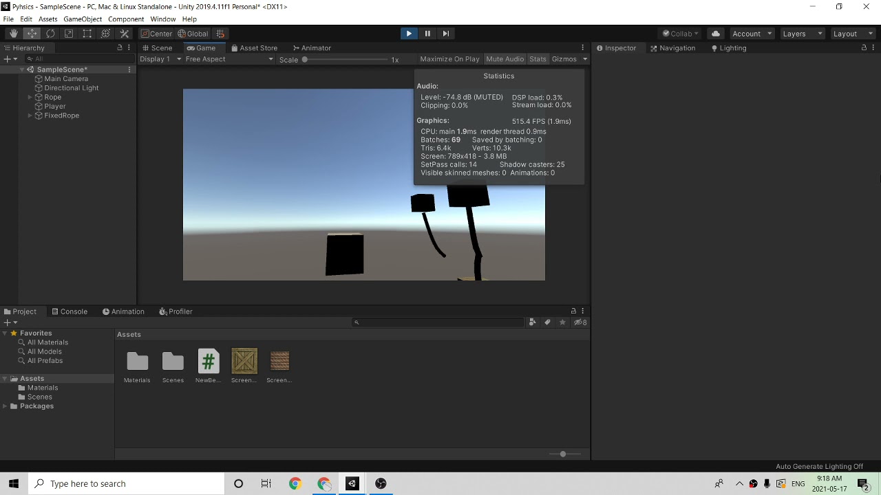 Rope physics using hinge joints in unity - YouTube
