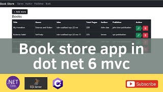 Book store app in dot net core and entity framework core | dot net 6 project for beginners