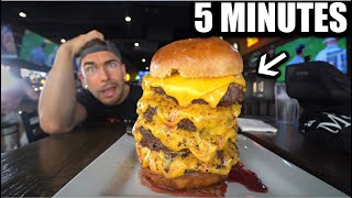 'UNBEATABLE' 5 MINUTE BURGER CHALLENGE | Cold Beer & Cheese Burgers Patty Record Challenge (Uncut)