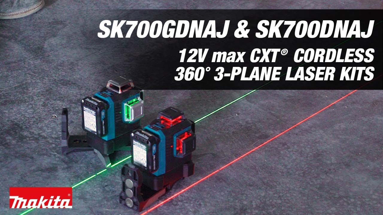 Makita SK700D Niveau laser à croix sans-fil - 12V MAX Li-ion - Sac -  Autonivelant - Rouge - 3 x 360 ° - 25 m - Machine seule