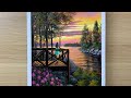 Chill Sunset Over The River #057 | Acrylic Painting