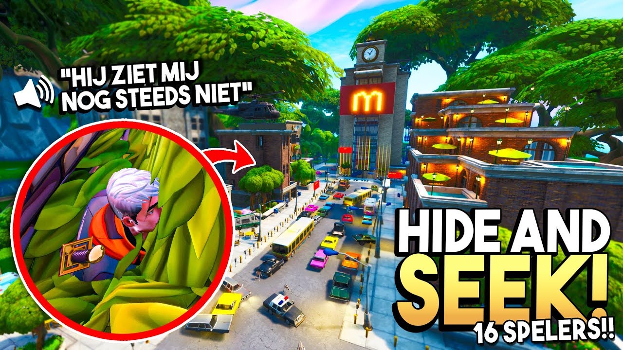 *MCDONALDS* HIDE AND SEEK met 16 SPELERS! - Fortnite Creative
