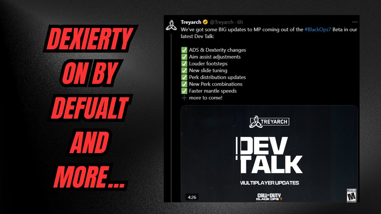 Cod Dev Talk Black Ops 7 Dev Talk; Dexterity changes, Perk rebalance, and Aim ...