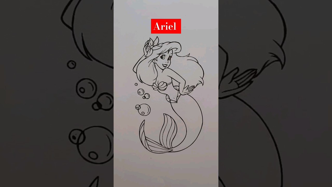 A Pequena Sereia - Colorindo a Ariel - Colorindo Desenho #shorts  #espaçokidscanal #satisfying - YouTube, image size:1280x720