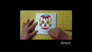 Day of the Dead Sugar Skull #3 No Sew Quilt Board Wall Hanging