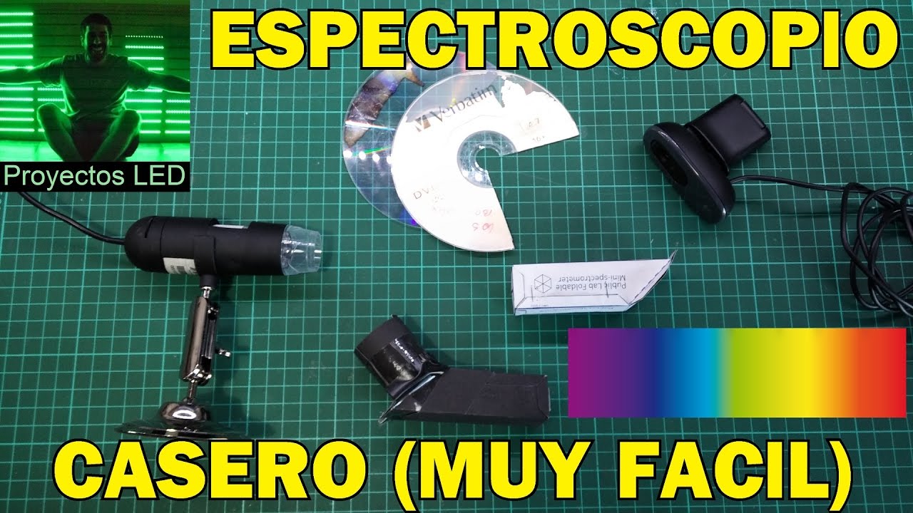 Espectro de luz, espectroscopio casero, muy fácil de hacer