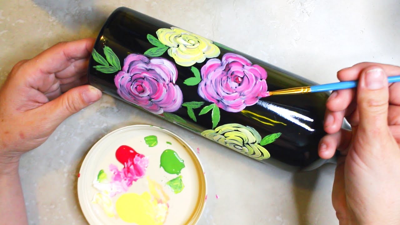Super Easy Wine Bottle Painting Idea With Lights