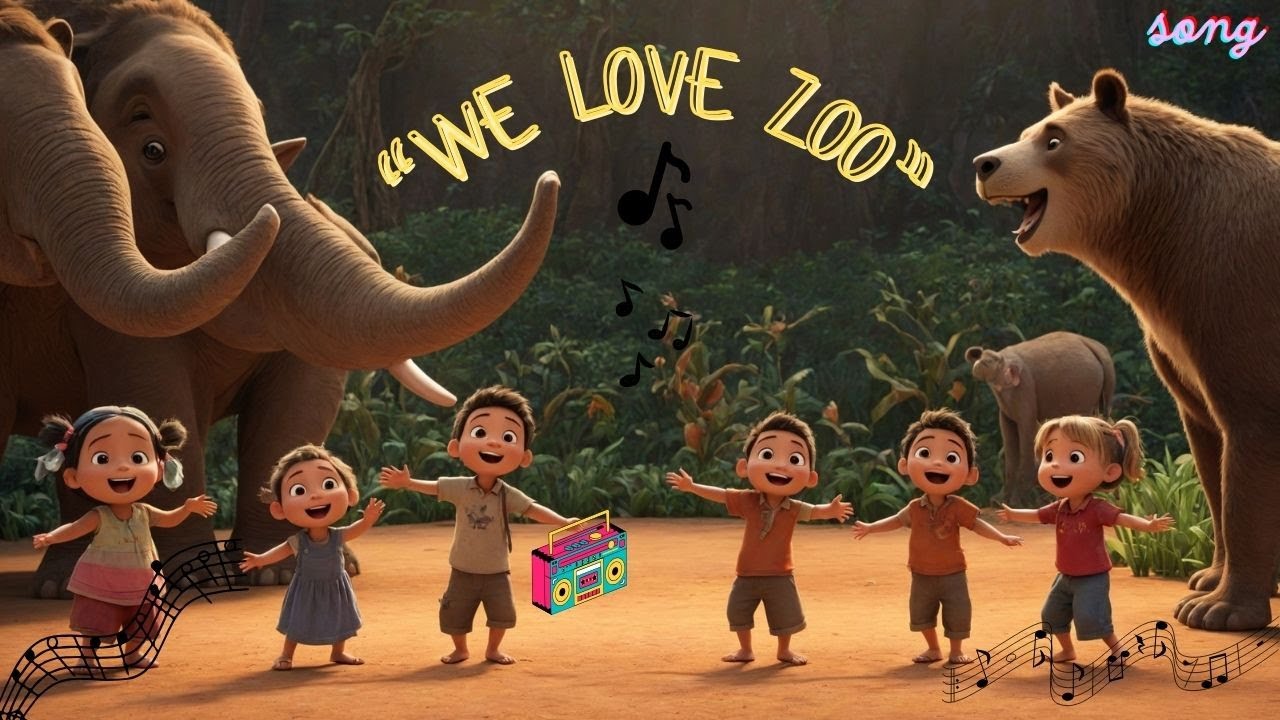 The kids' Song "We Love the Zoo" | 2D animated | Music Video