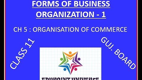 FORMS OF BUSINESS ORGANISATION 1 (STD 11 -  OC -  CH 5) VIDEO 9