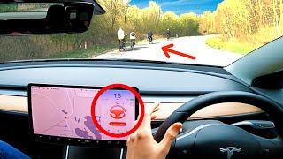 Tesla Autopilot VS 4 Cyclists! (UK Roads Tesla Autopilot Test)