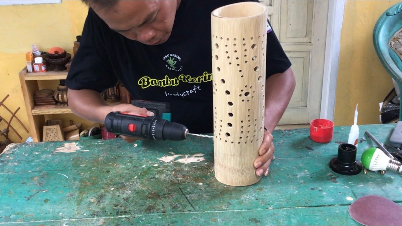 DIY Lampu Bambu,Lampu Hias Meja ~ Kerajinan dari Bambu