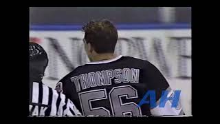 NHL Feb. 4, 1992 Brent Thompson,LA v Steve Thomas,NYI x2 Clips Los Angeles Kings New York Islanders