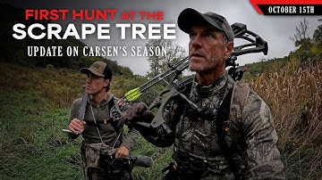 First Hunt at the Scrape Tree - Carsen is off to a Good Start! | Bowhunting Whitetails w/ Bill Winke