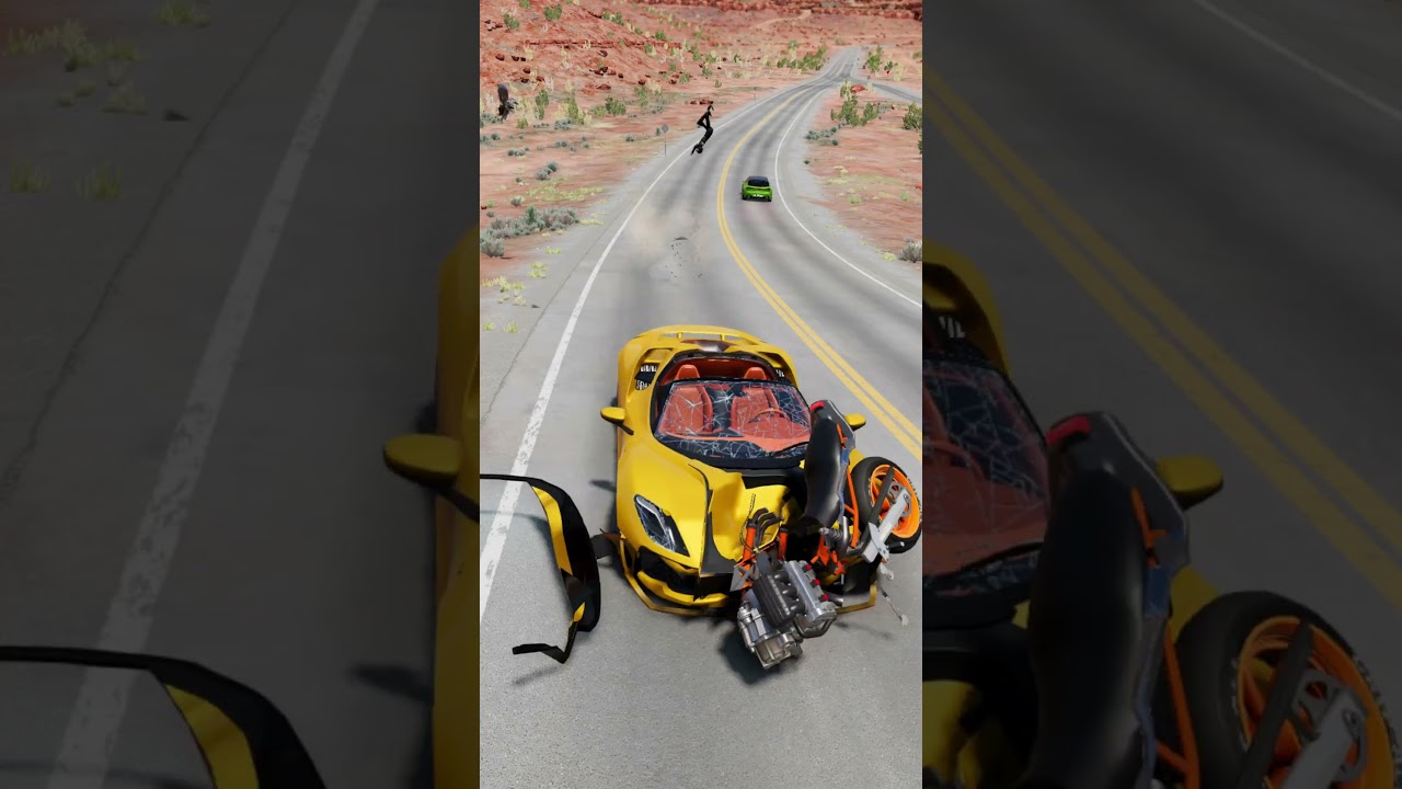 Realistic Highway Car Crashes #9