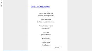 Part 5: Inside Out and Back Again (p. 107-138) "Another Tent City" through "The Outside"
