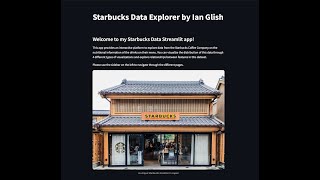 Starbucks Data Streamlit App Walk Through Presentation
