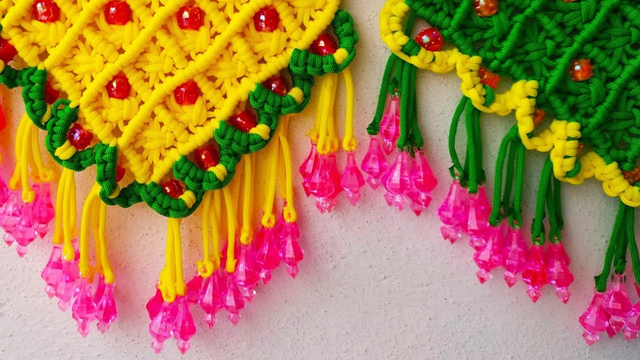 Macrame Beautiful New Design Toran Tutorial In Hindi !! Macrame Toran Door Hanging Tutorial !!
