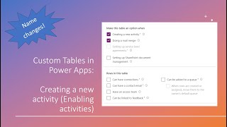 Custom Tables in Power Apps: Where to find Enable Activities after name changes