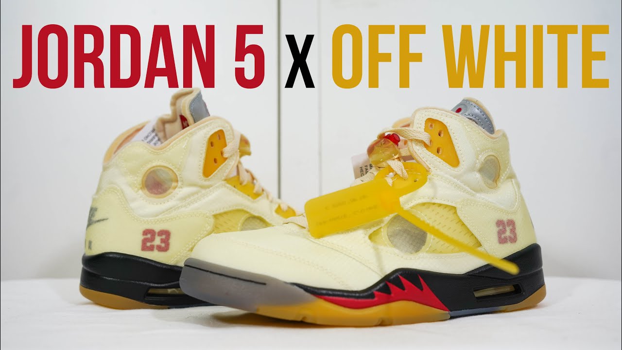 AIR JORDAN 5 x OFF WHITE (sail): Unboxing, review & on feet - YouTube