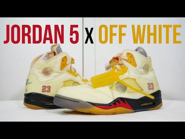 AIR JORDAN 5 x OFF WHITE (sail): Unboxing, review & on feet - YouTube