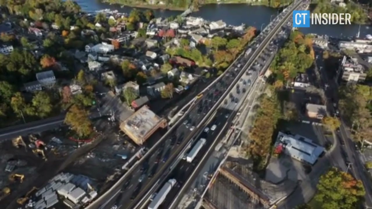 Construction work on Interstate-95 bridge in Westport, CT