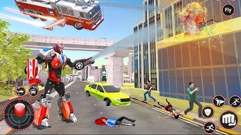 Robot Rescue Car Transform - Fire Truck Robot Games - Android Gameplay
