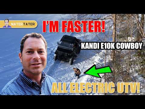 ✅ Man Outruns Electric Utv - Cold Weather Hurts Battery Performance - Kandi Cowboy E10k Drag Race