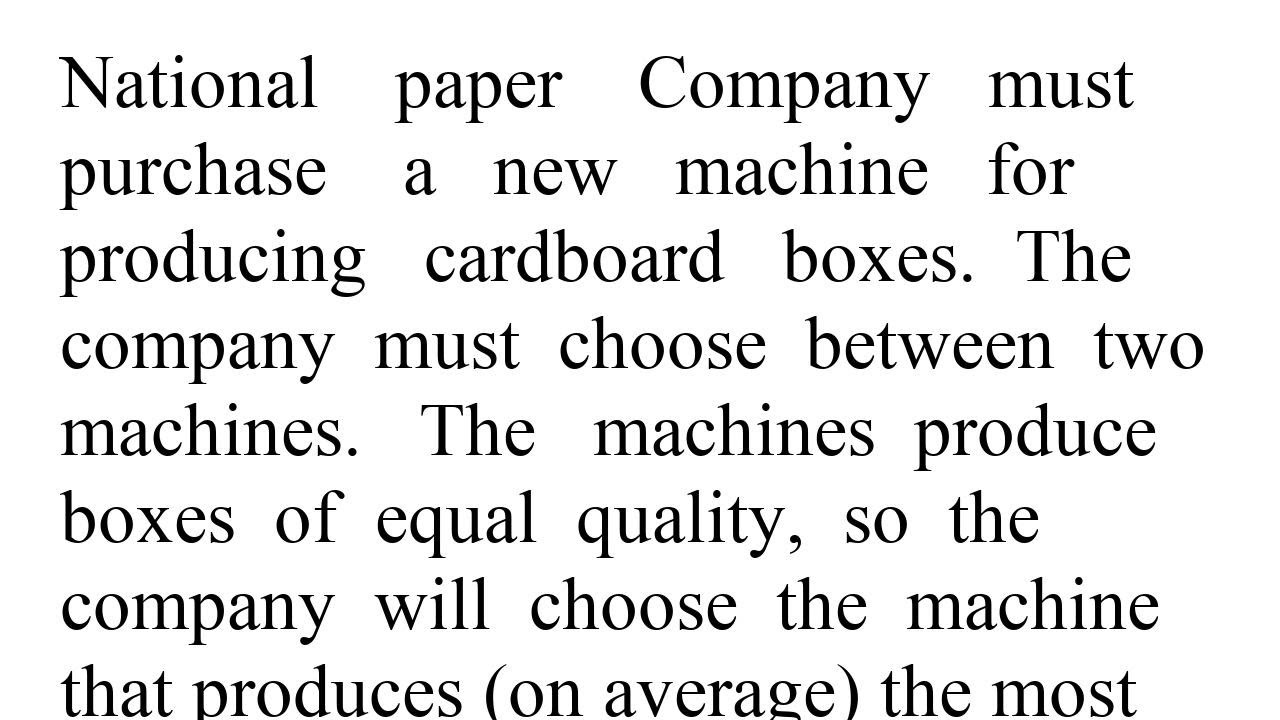 National paper Company must purchase a new machine for producing