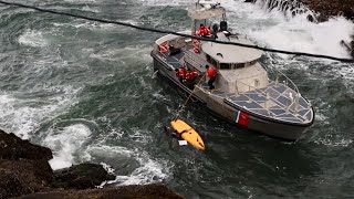 Depoe Bay, Oregon Kayakers Getting Rescued by Coast Guard