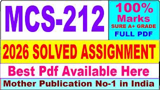 MCS 212 solved assignment 2026 || mcs 212 solved assignment 2026 in English || ignou mcs212