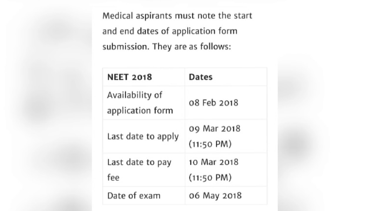 NEET 2018 LAST DATE TO SUBMIT YOUR APPLICATION ALERT!!!!!
