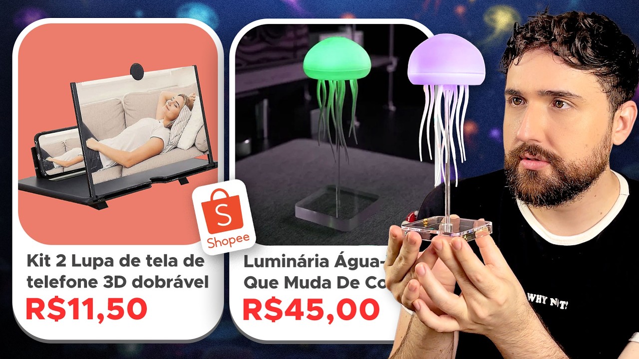 😱 Produtos BONS DEMAIS para ser verdade | Comprei uma LUMINÁRIA DE ÁGUA-VIVA, Lupa de Celular e +