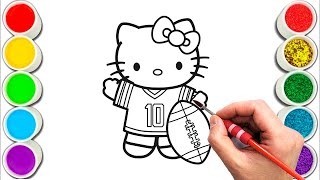 Hello Kitty playing with an American football Drawing