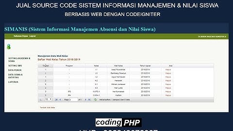 Sistem informasi Manajemen Absensi dan Nilai Siswa (SIMANIS) Berbasis Web dengan Codeigniter