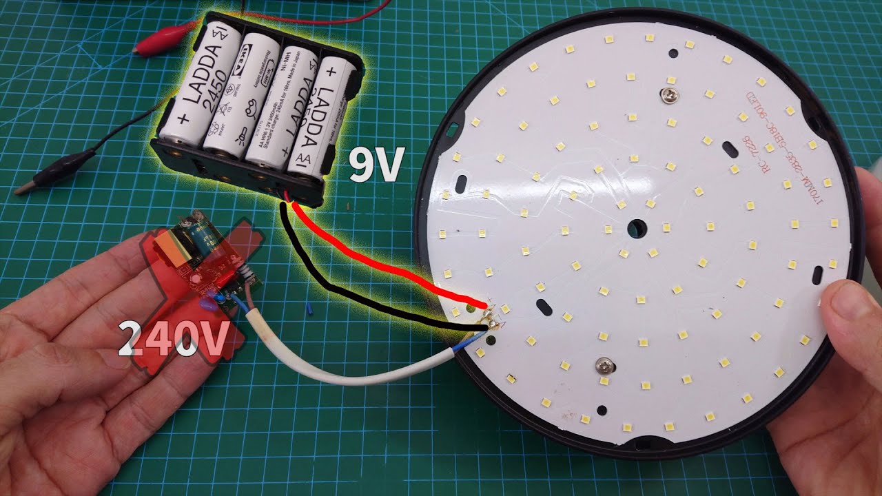Cómo Convertir Luces LED de 240VAC a Batería de 9VDC - YouTube