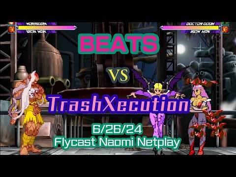 Mvc2 Beats(Dhalsim/X/X) vs TrashXecution(Morrigan/Iron Man/Doctor Doom)6/26/24 Flycast Naomi Netplay
