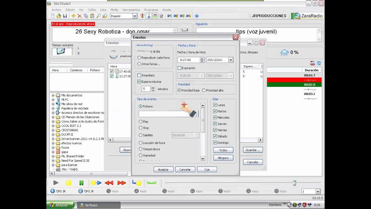 como programar cuñas o eventos de manera automatizada en zara radio