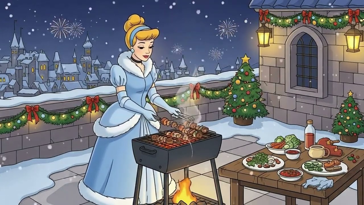 Grilling Under Winter Lights with Disney Princess 🍢✨ Lofi Beats for Study, Work, and Daily Task