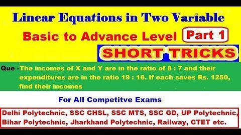Linear equations in two variables Part 1| Delhi Polytechnic 2020 | up polytechnic | BMS | B.el.ed.