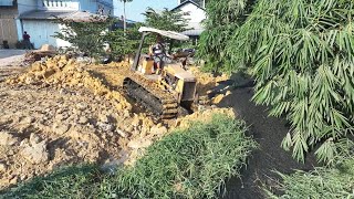 Great New Action! Complete 99% Fill the land Clearing mud Delete pond By Dozer Komatsu Pushing soil