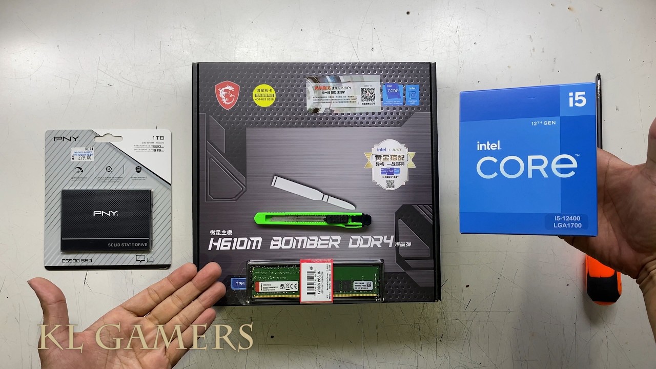 intel Core i5 12400 msi H610M BOMBER DDR4 PNY SSD Office Computer Build ...