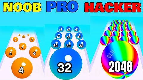 NOOB vs PRO vs HACKER - Ball Run 2048 Ball Run 2048 - Gameplay Walkthrough Levels 1-15 (iOS, Androi