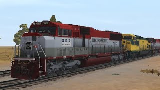 Trainz 3 EMDX #7000 pass by with CNW #8720 & EMDX #7002
