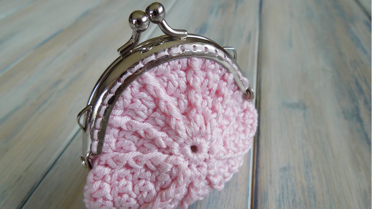 (Crochet) How To - Crochet a Coin Purse and Sew in Purse Frame Handles - YouTube