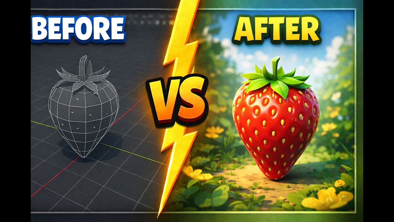 How to model a Strawberry in Blender from a Sphere | Absolute Beginner Tutorial🍓