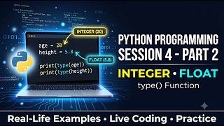 Python Programming for Beginners | Session 4 Part 2 | Integer, Float| Python Data Types
